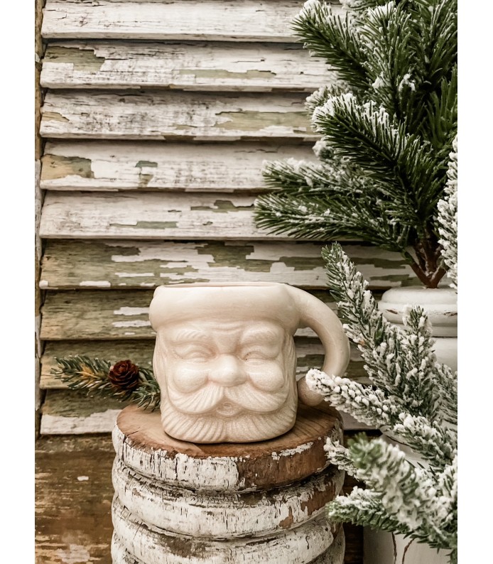 Vintage Commodore Creamy White Santa Mug - Stained- Holiday