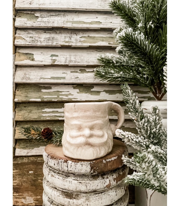 Vintage Rare White Napcoware Santa Mug -  Stained, Heavy crazing - Holiday 
