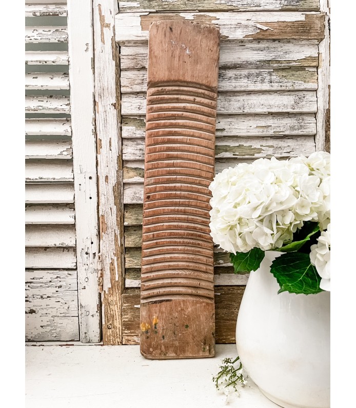 Antique European Wood Wash Board - Beautiful wear, long, thin 
