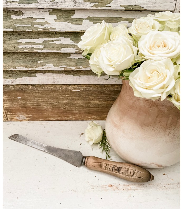 Antique English Wood Bread Knife - 