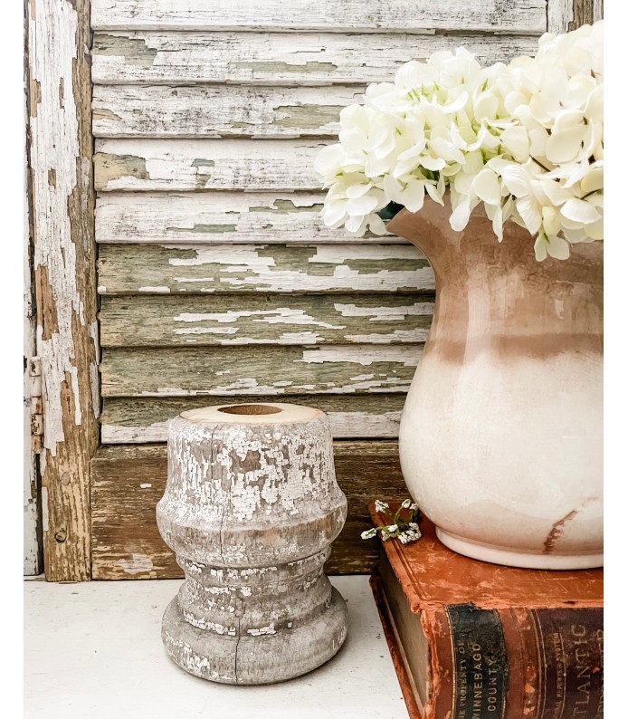 Vintage Architectural Salvage, Chippy White/Gray Column, Patina - Great Riser Piece