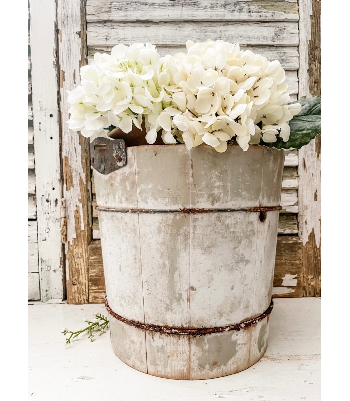 Vintage Rare Chippy Grey, Mini Ice Cream Bucket - Beautiful Chippy Grey/White