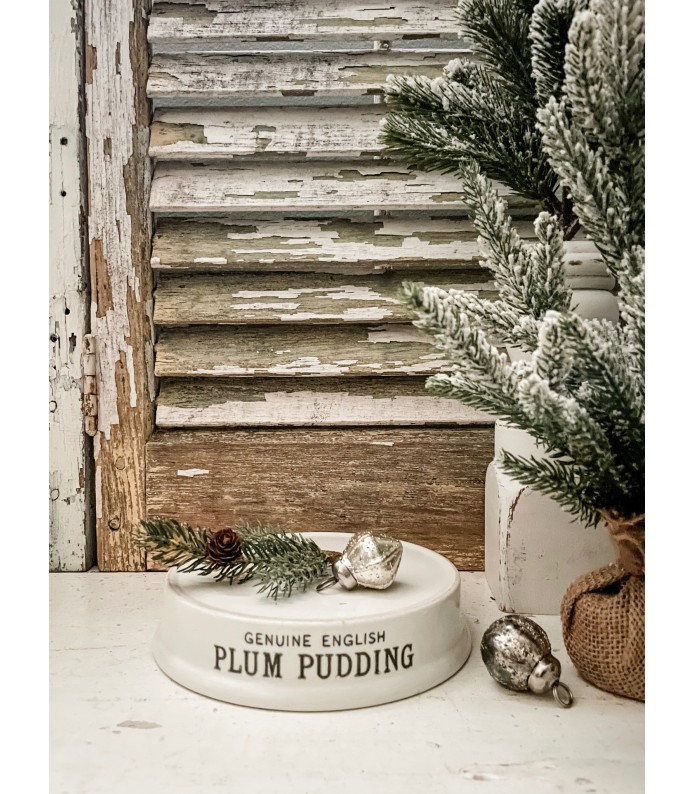 Antique English Ironstone Riser/Slab w/ Genuine English Plum Pudding Transfer