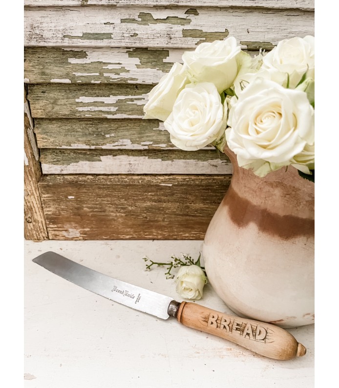 Antique English Wood Bread Knife - 