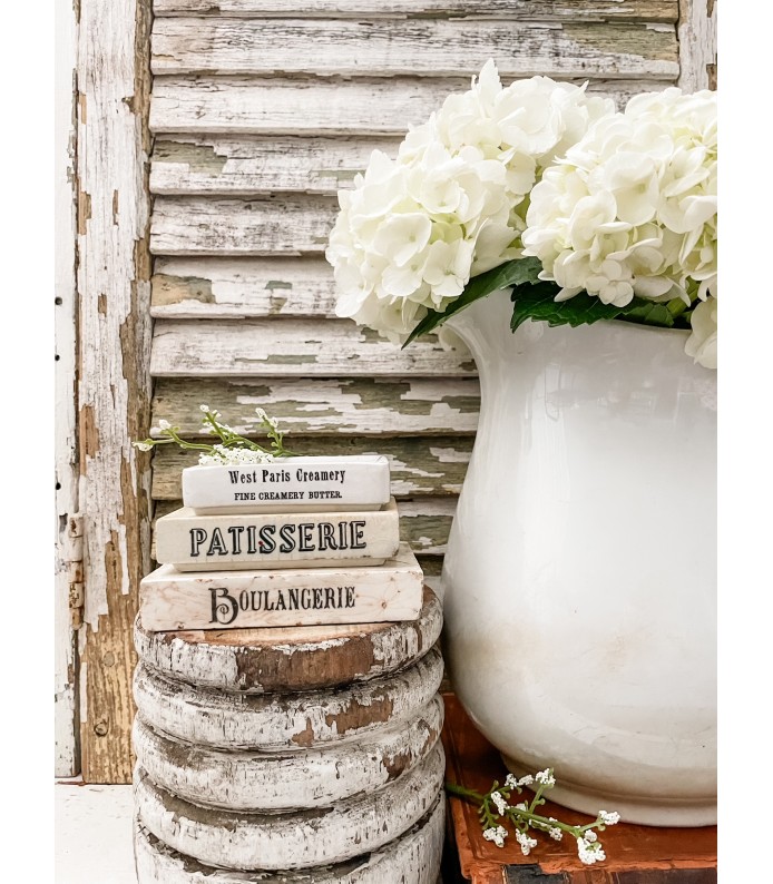Antique English-Ironstone Rare Rectangle stack of 3 - West Paris Creamery, Patisserie, Boulangerie - An Instant Collection