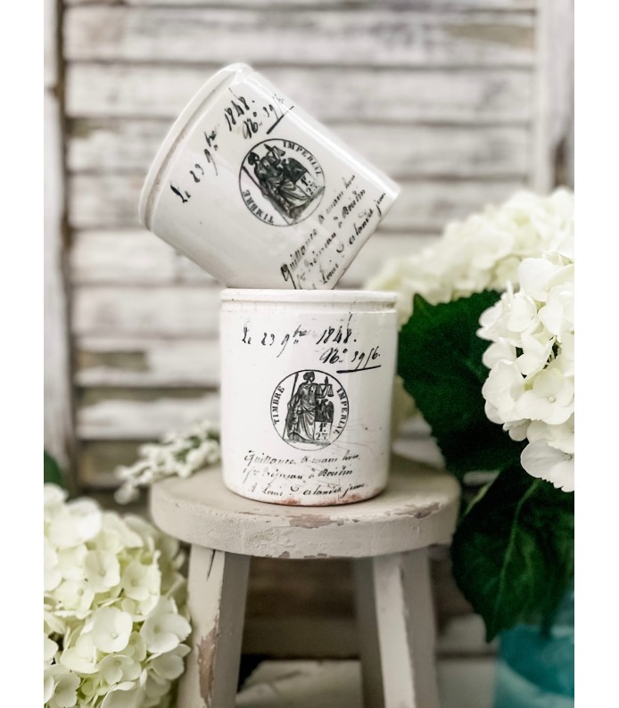 Antique/Vintage 1# Ironstone Marmalade crock w/  gorgeous typography and graphic