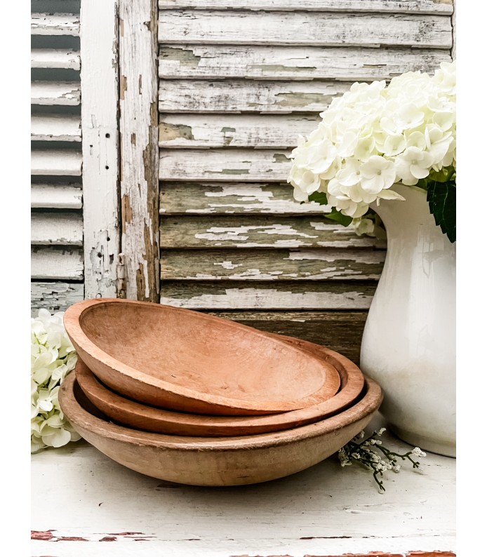 Vintage Wood Bowls - Set of 3, Great Patina, Weathered and Worn