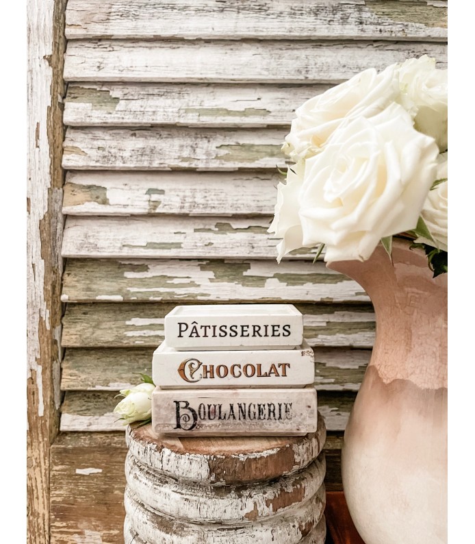 Antique English Ironstone, Rare Rectangle stack of 3 - Patisseries, Chocolat, Boulangerie - An Instant Collection