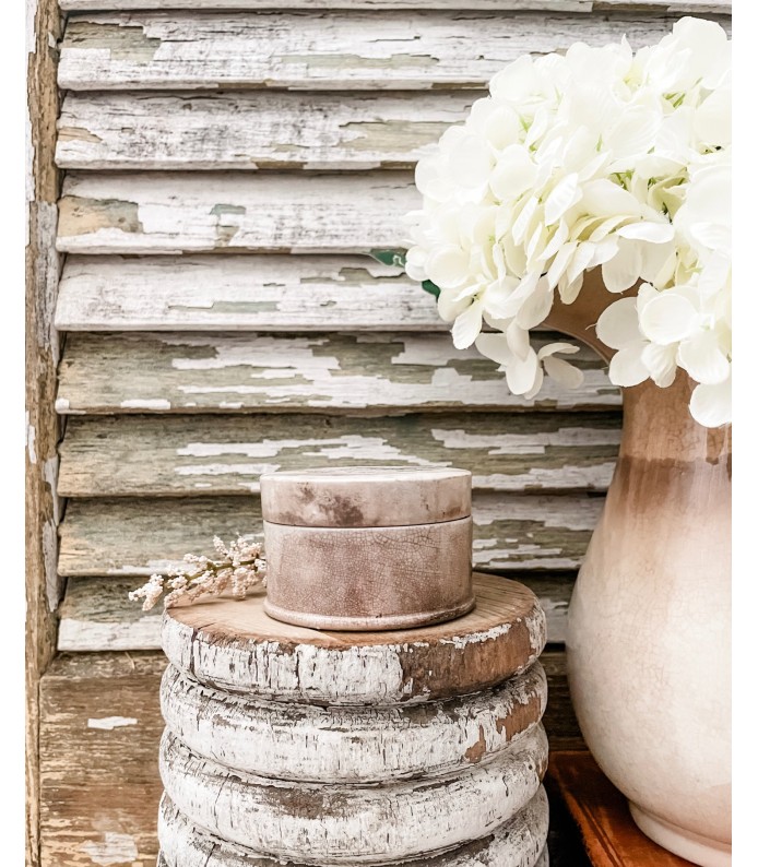 Antique Ironstone lidded pot - Heavy Staining/Crazing