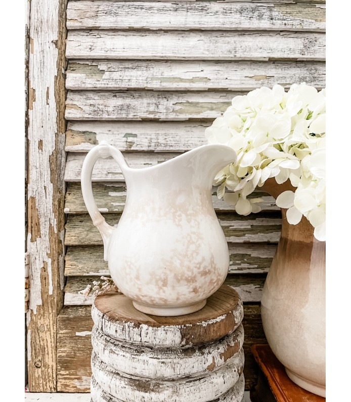 Antique Ironstone Pitcher/Creamer - Gorgeous Staining/Patina, stamped - 5