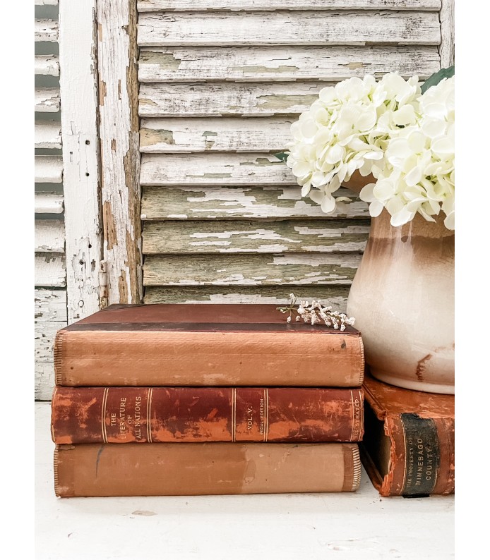 Antique Leather Books,  The Literature of All Nations - Leather Bound/Hardcover, Set of 3, published 1900's