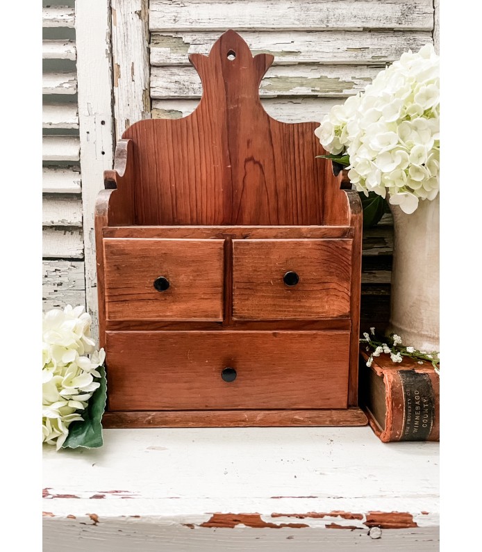 Vintage Wood Spice Cabinet - 3 drawers