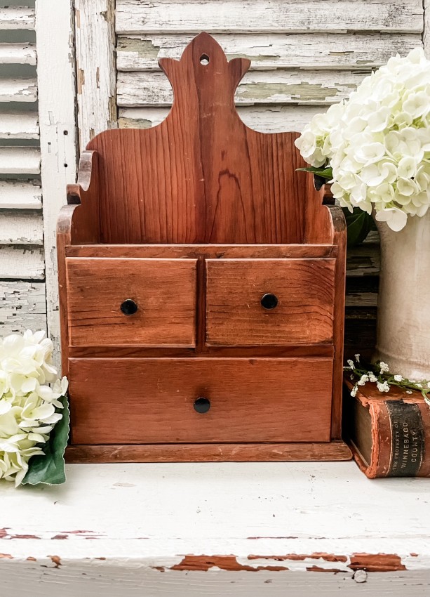 Vintage Wood Spice Cabinet - 3 drawers
