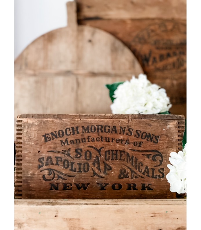 Antique Wood Crate -  Enoch Morgans Sons, Soap & Chemicals - Amazing Patina, New  York