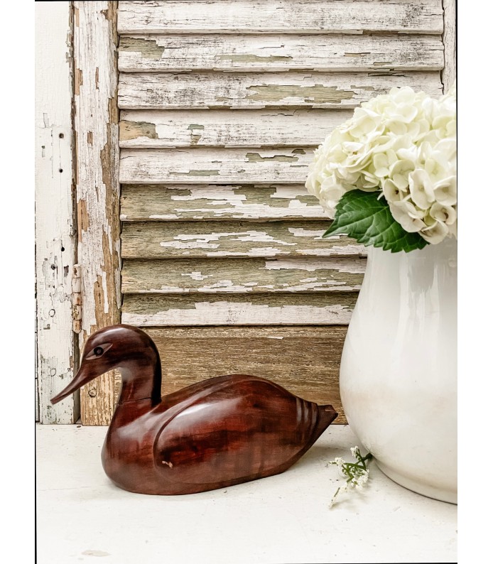 Vintage Hand Carved Walnut, Wood Duck Decoy 