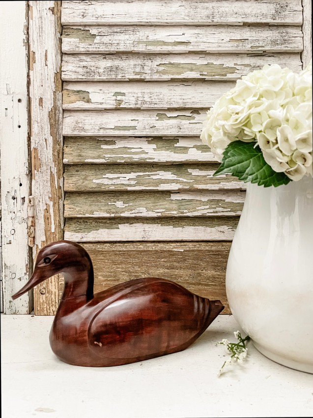 Vintage Hand Carved Walnut, Wood Duck Decoy 