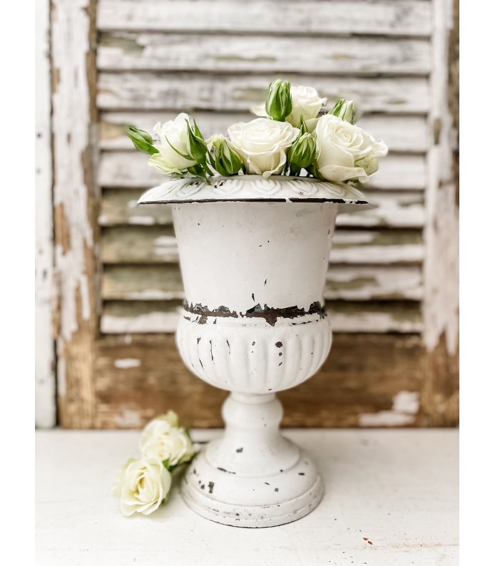 Vintage Chippy White Footed Urn - 9