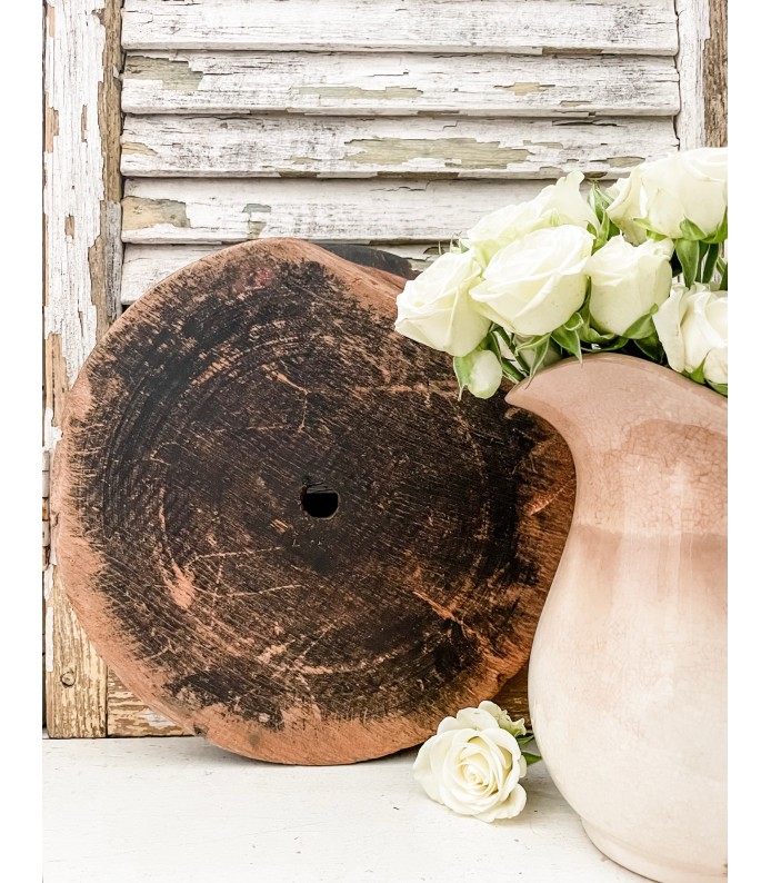Antique/Vintage Beautiful Wood Stool Pulley Piece - Great Riser, Amazing Patina 