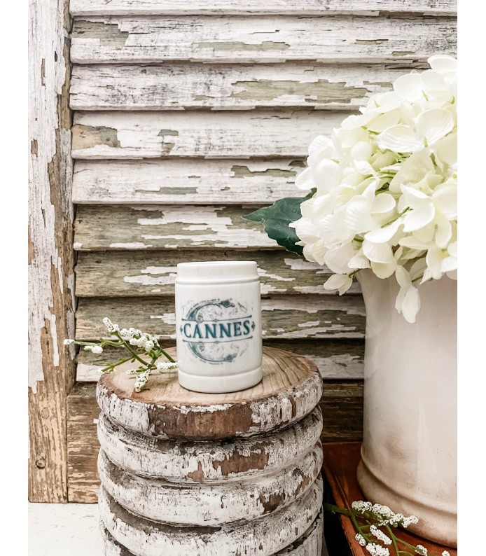 Antique Ironstone crock w/ Cannes Transfer - cleaner white