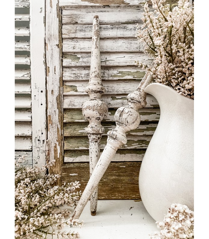 Vintage Architectural Salvage, Large Chippy White Spindles