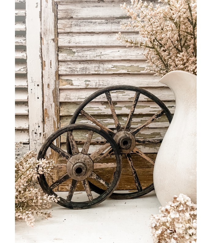 Vintage Wooden Spoke Cart Wheel - set of 2