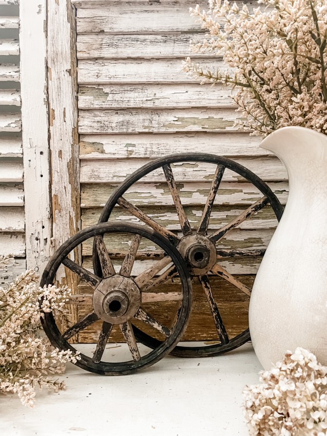 Vintage Wooden Spoke Cart Wheel - set of 2
