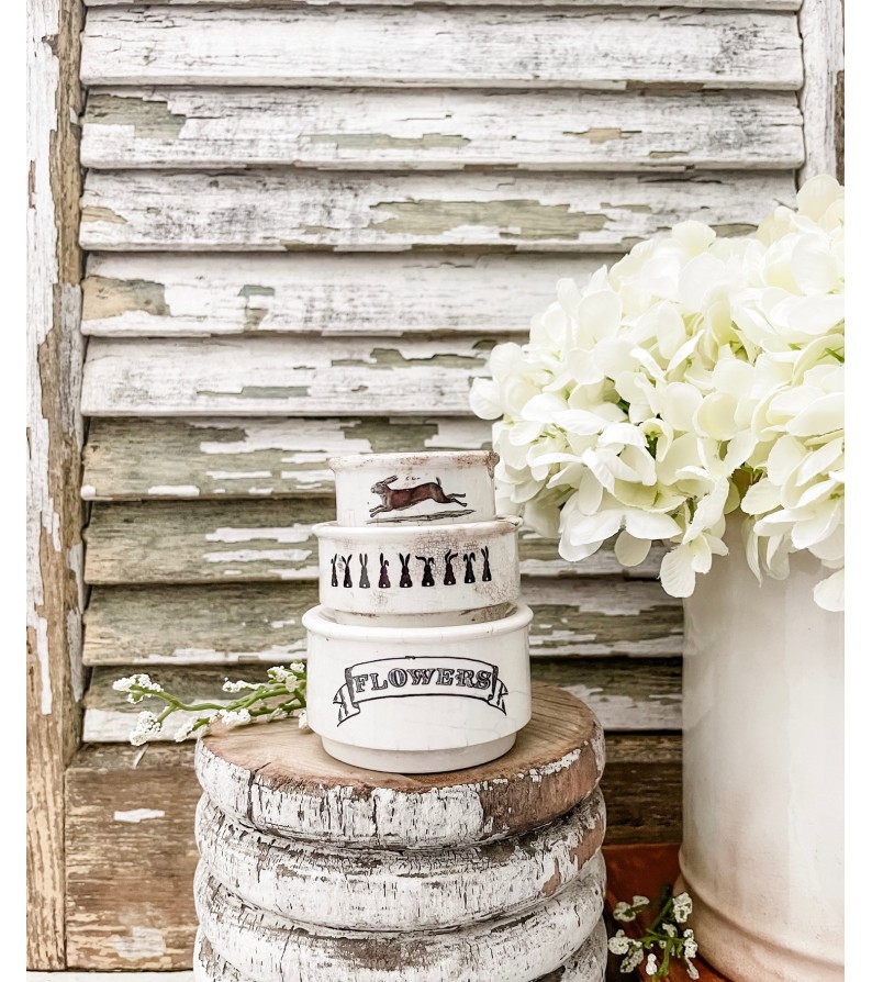 Blackdog Creations - Antique English Ironstone Riser stack of 3 w ...