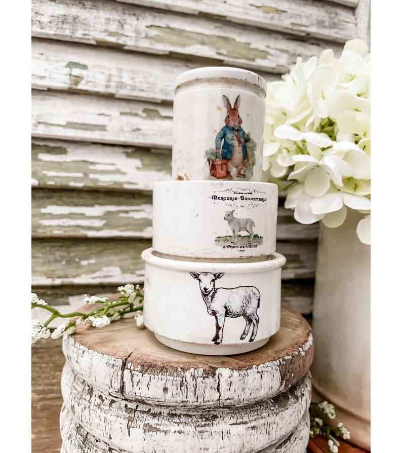 Blackdog Creations - Antique English Ironstone Riser stack of 3 w/ Lamb ...