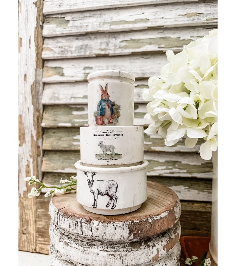 Blackdog Creations - Antique English Ironstone Riser stack of 3 w/ Lamb ...