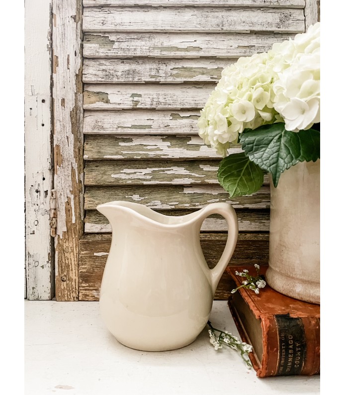 Antique Ironstone Milk/Water Pitcher - creamy white