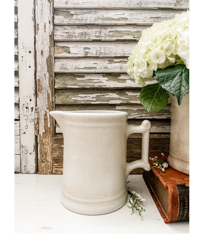 Antique Ironstone Milk Tankard Pitcher - light staining 