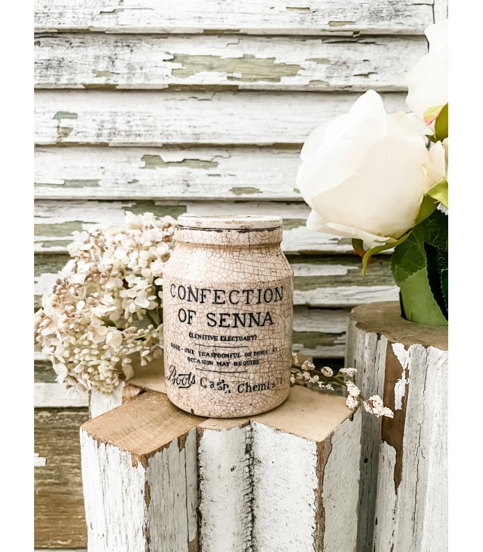 Antique English Rare Boots Cash Chemists - Confection of Senna w/Printed Lid - Amazing Crazing