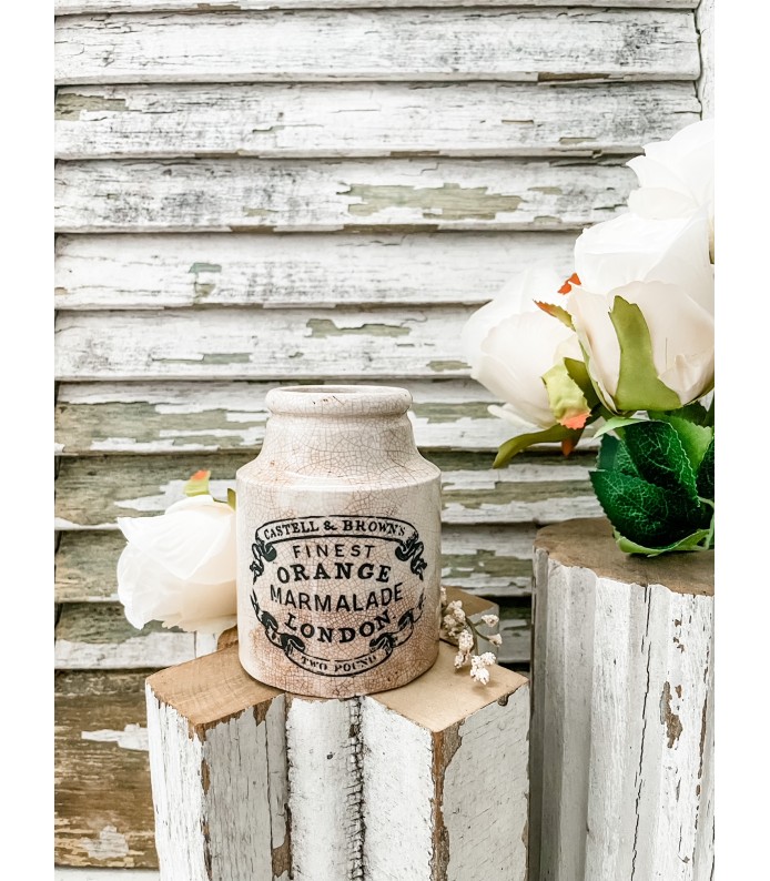 Antique/Vintage crock w/ Castell & Brown transfer- Amazing Crazing and Patina