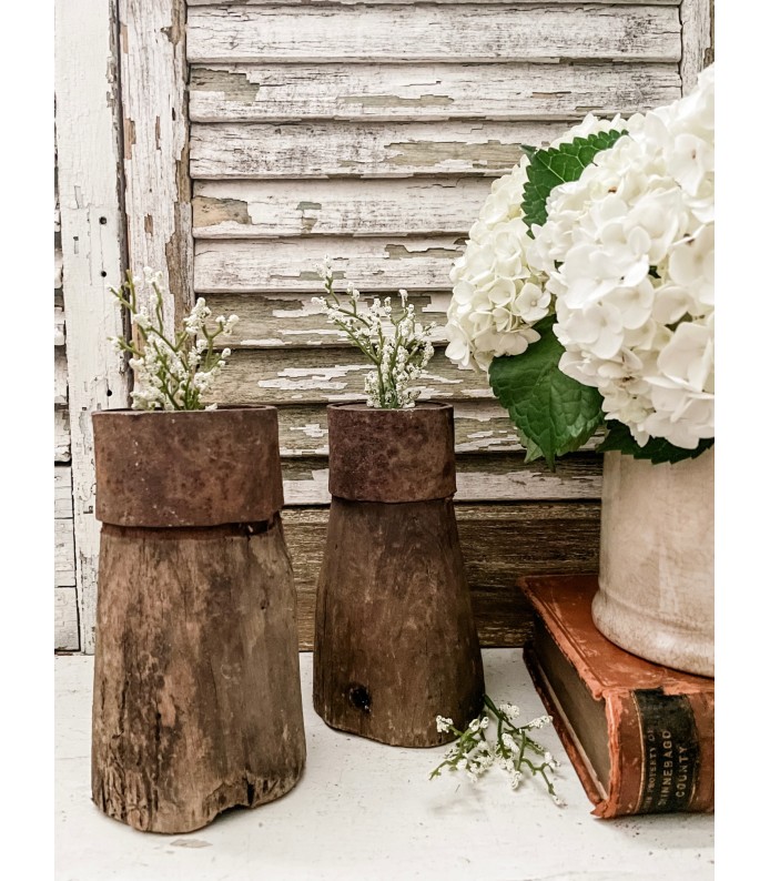 Antique Wood Molds w/ Iron strap - Primitive/ Perfect for displaying flowers.  Set of 2 