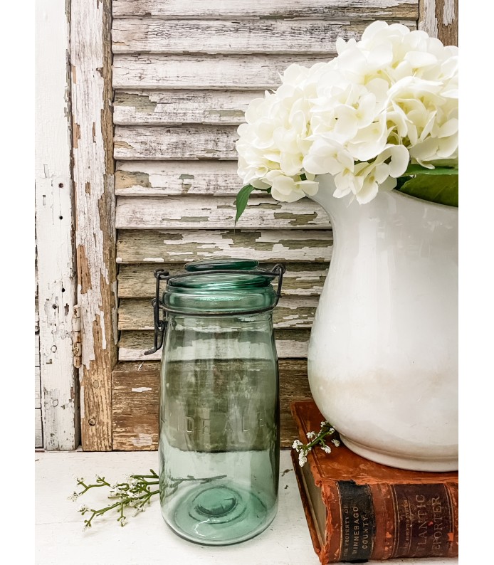 Antique French L' Ideale Green Canning Jar - 1L 
