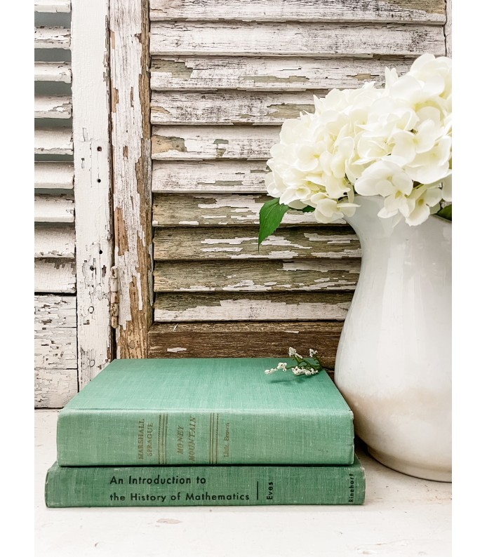 Vintage/Antique Book Set - Leather Bound/Hardcover, Set of 2, Lt. Green/Teal  