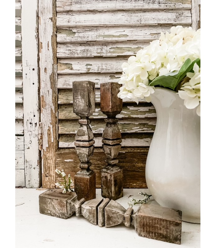 Vintage Architectural Salvage, Chippy/Weathered Wood Spindle Pieces 