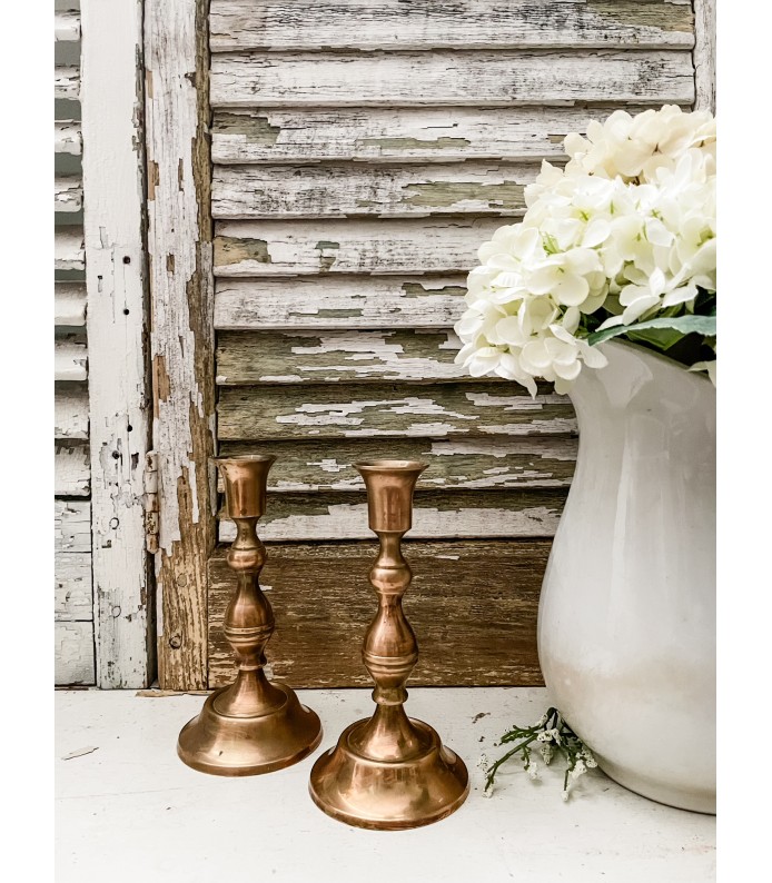 Vintage Brass Candlesticks - set of 2, Large
