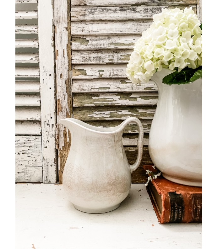 Antique English Ironstone Milk/Water Pitcher - Beautiful Patina/Crazing, stamped 