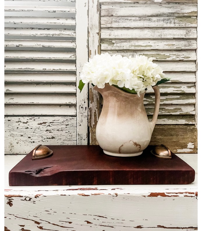 African Padauk Wood Tray with Brass Handles. Size 17 x 9 