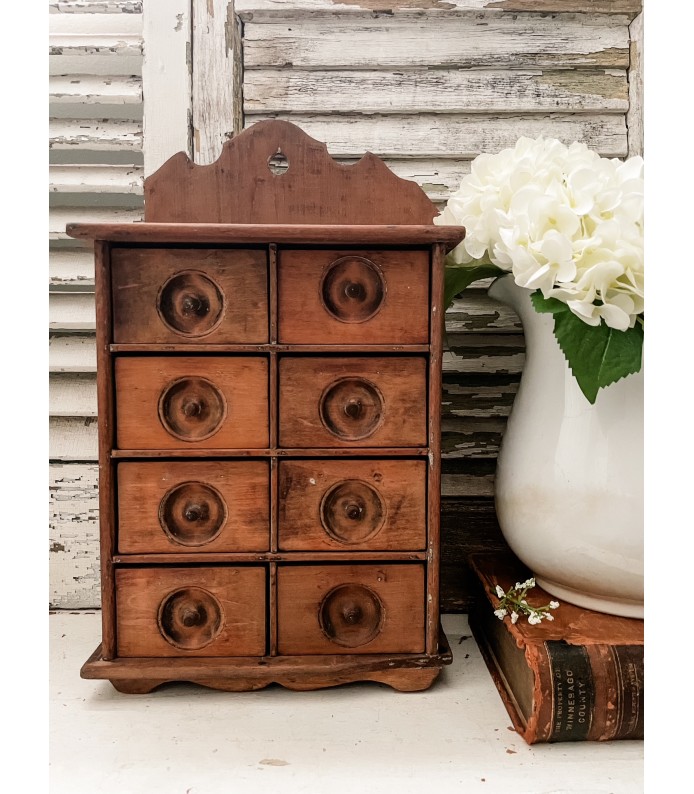 Vintage/Antique Wood Spice Cabinet - Gorgeous Patina 
