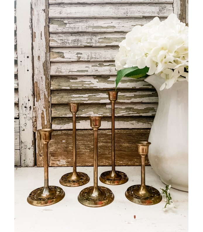 Vintage Brass Candlesticks - Set of 5