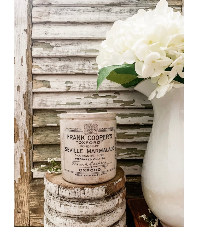 Antique English Frank Cooper's Seville Marmalade 1lb. Ironstone crock. Beautiful Patina, Crazing