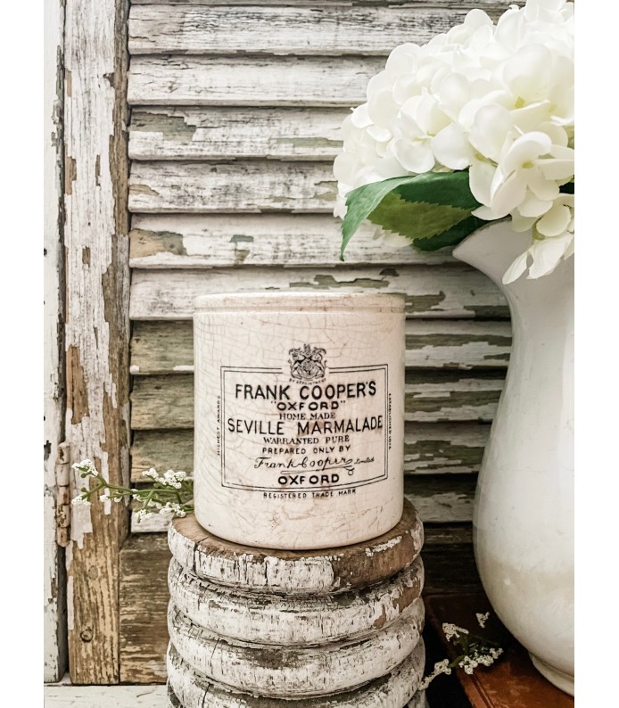 Antique English Frank Cooper's Seville Marmalade Rare 2lb. Ironstone crock - Beautiful Crazing