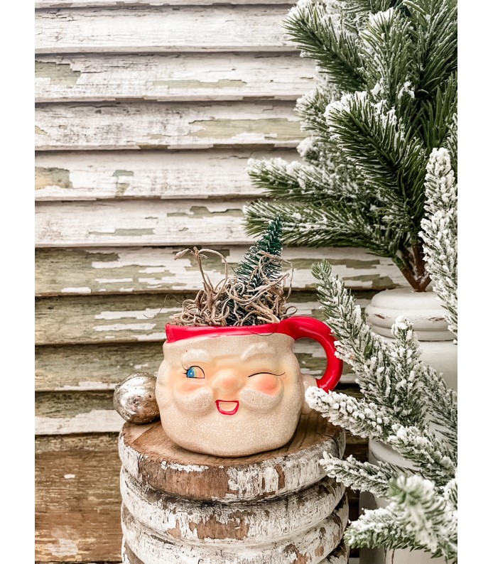 Vintage Holt Howard Santa Mug - Stained, Great Paint - Holiday