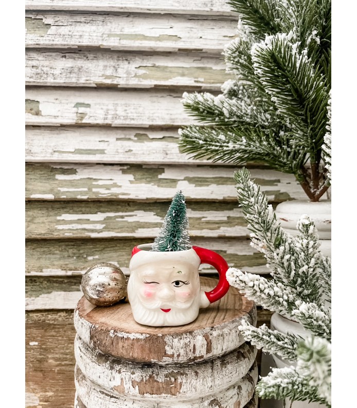 Vintage Mini Santa Mug - Great Paint -  Holiday