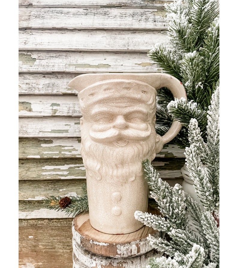 Blackdog Creations - Vintage White Rare Tall Santa Pitcher - Stained ...