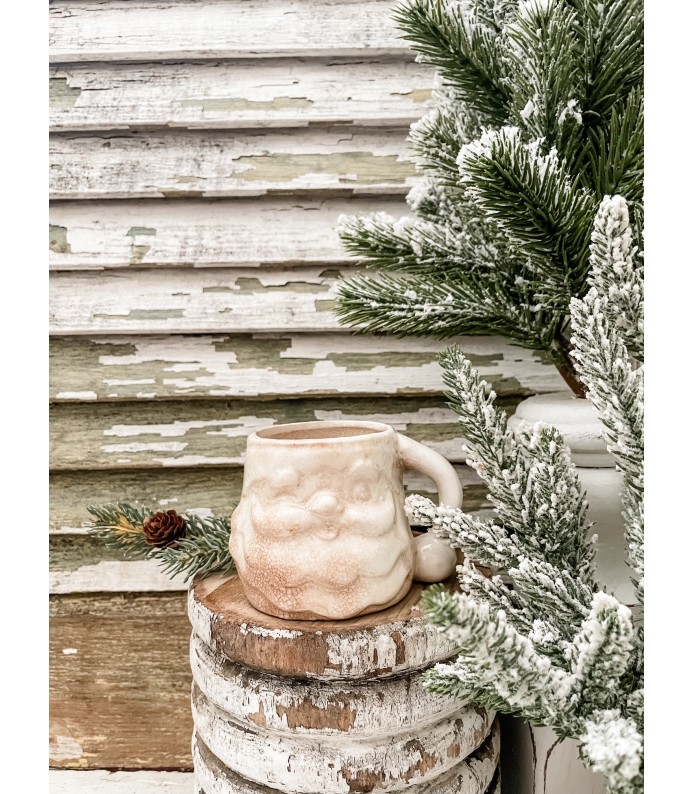 Vintage Rare White Holt Howard Santa Mug - Unique Staining, Crazing - Holiday  Copy