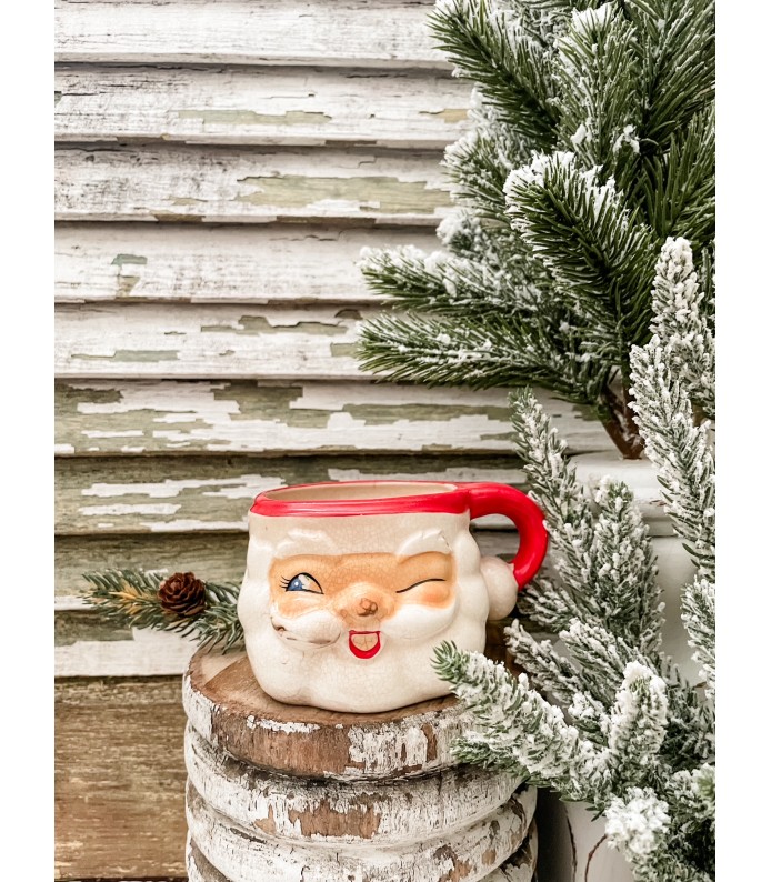 Vintage Holt Howard Santa Mug - Great Paint & Stamped - Holiday 